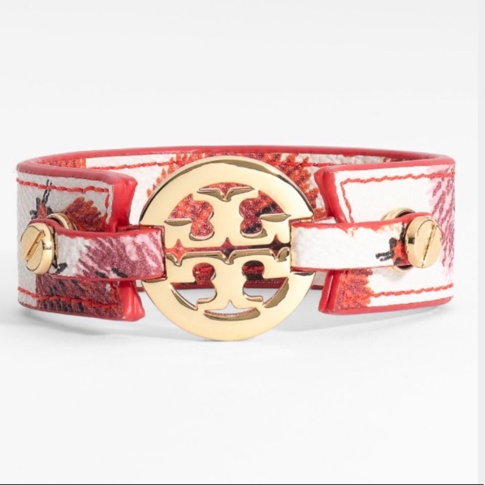 Tory Burch Leather Cuff RARE Hedgehog print 🦔